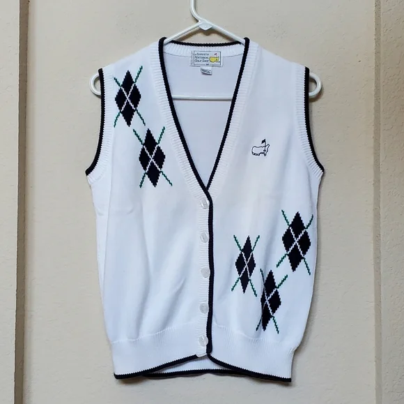 Master Vintage White Argyle Sweater Vest. Size Medium - Picture 1 of 4